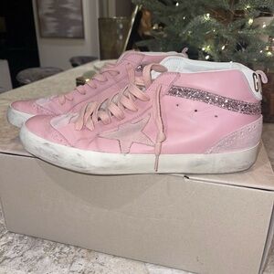 Pink Glitter High-Top Sneakers